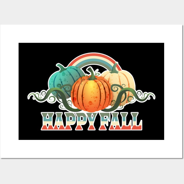 vintage pumpkins happy fall Wall Art by bless2015